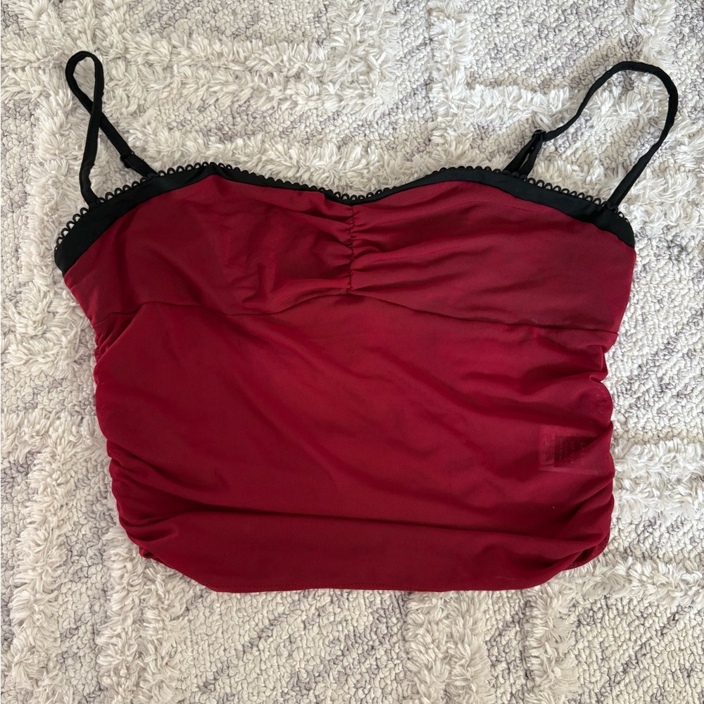 Red and Black mesh Camisole Top